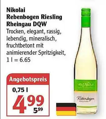 Globus Nikolai Rebenbogen Riesling Rheingau DQW Angebot