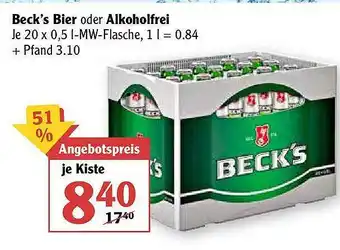 Globus Beck's Bier Oder Alkoholfrei Angebot