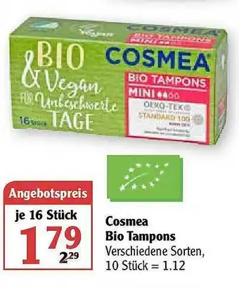 Globus Cosmea Bio Tampons Angebot