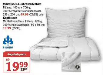 Globus Irisette Mikrofaser-4-jahreszeitenbett Oder Kopfkissen Angebot