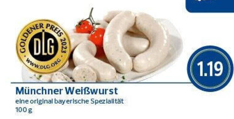 Münchner Weißwurst eine original bayerische Spezialität 100g Angebot ...