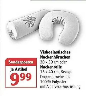 Globus Viskoelastisches Nackenhörnchen Oder Nackenrolle Angebot