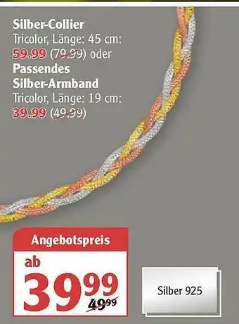 Globus Silber-collier Oder Passendes Silber-armband Angebot