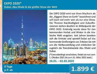 Globus Expo 2020 Dubai, Abu Dhabi & Die Größte Show Der Welt Angebot