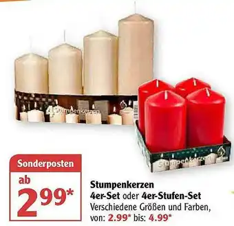 Globus Stumpenkerzen 4er-set Oder 4er-stufen-set Angebot