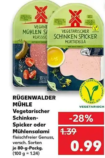 Kaufland Rügenwalder Mühle Vegetarischer Schinken-spicker Oder Mühlensalami Angebot