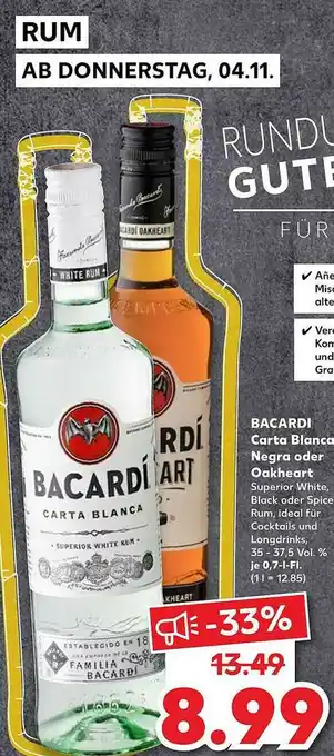 Kaufland Bacardi Carta Blanco Negro Oder Oakheart Angebot