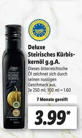 Lidl Deluxe Steirisches Kürbiskernöl G.g.a Angebot