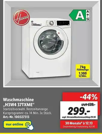 Lidl Waschmaschine „h3w4 37txme” Hoover Angebot