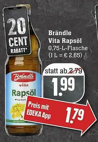 Scheck-in-Center Brändle Vital Rapsöl Angebot