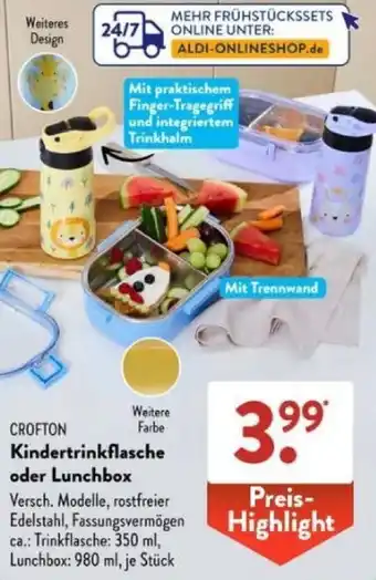 Aldi Süd CROFTON Kindertrinkflasche oder Lunchbox Angebot