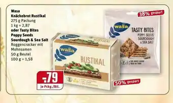 REWE Kaufpark Wasa Knäckebrot Rustikal Oder Tasty Bites Poppy Seeds Sourdough & Sea Salt Angebot