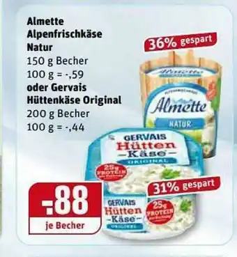 REWE Kaufpark Amette Alepnfrischkäse Natur Oder Gervais Hüttenkäse Original Angebot