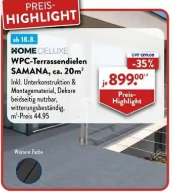 Aldi Süd HOME DELUXE WPC-Terrassendielen SAMANA, ca. 20m² Angebot