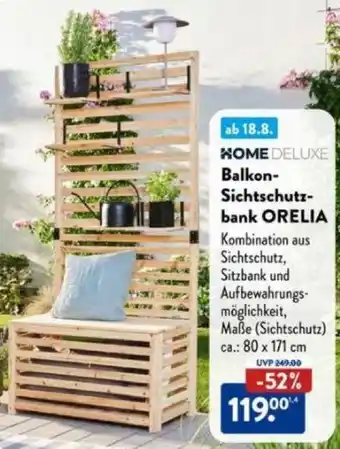 Aldi Süd HOME DELUXE Balkon Sichtschutzbank ORELIA Angebot