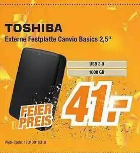 Expert Bening Toshiba Externe Festplatte Canvio Basics 2.5 Angebot