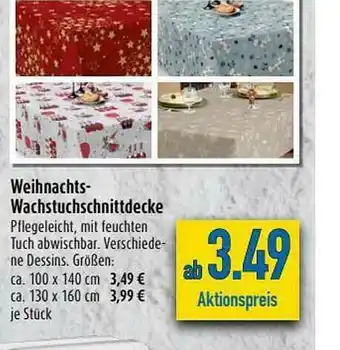 diska Weihnachts Wachstuchschnittdecke Angebot