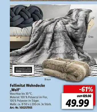 Lidl Fellimitat Wohndecke „wolf” Angebot