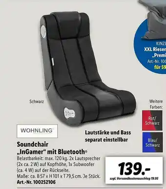 Lidl Wohnling Soundchair „ingamer” Mit Bluetooth Angebot