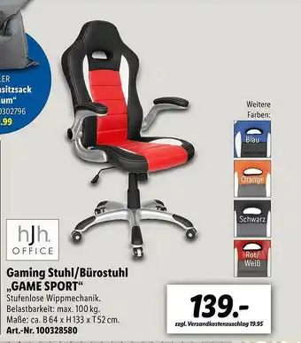 Lidl Hjh Office Gaming Stuhl Oder Bürostuhl „game Sport” Angebot