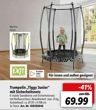 Lidl Trampolin „tiggy Junior” Mit Sicherheitsnetz Angebot