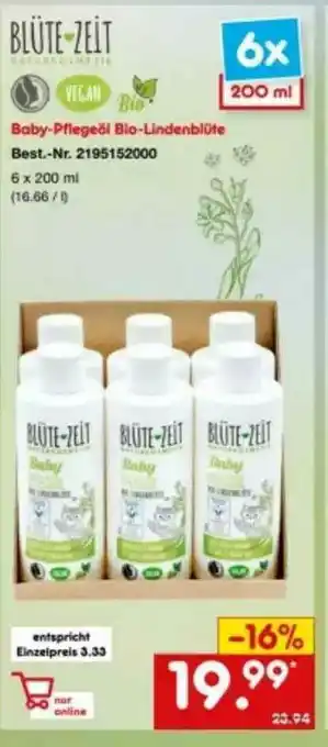 Netto Marken-Discount Blüte Zeit Baby-pflegeöl Bio-lindenblüte Angebot