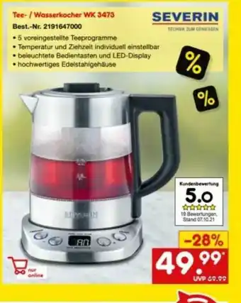 Netto Marken-Discount Severin Tee- Wasserkocher Wk3473 Angebot