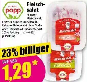 Norma FEINKOST Popp Fleischsalat 200 g Packung Angebot