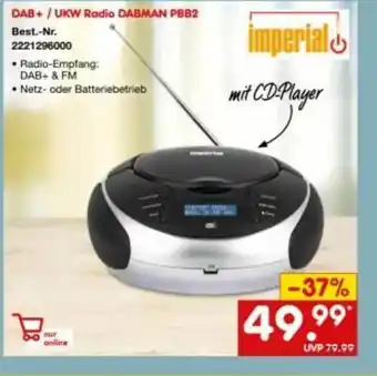 Netto Marken-Discount Dab+ Ukw Radio Dabman Pbb2 Imperial Angebot