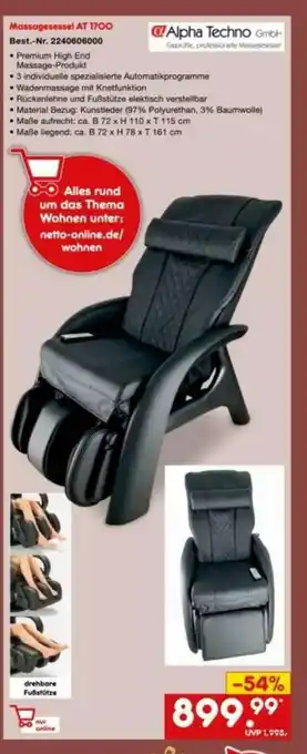 Netto Marken-Discount Alpha Techno Massagesessel At1700 Angebot