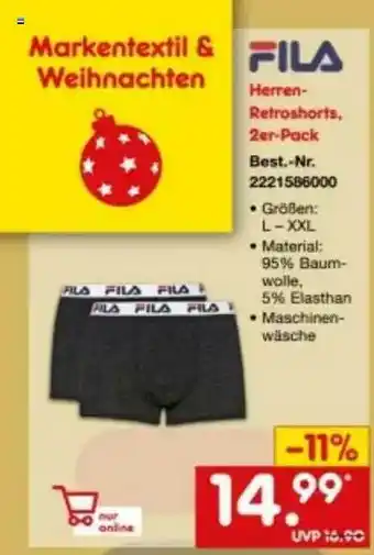 Netto Marken-Discount Fila Herren-retroshorts, 2er Pack Angebot