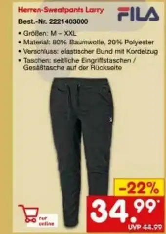 Netto Marken-Discount Herren-sweatpants Larry Fila Angebot