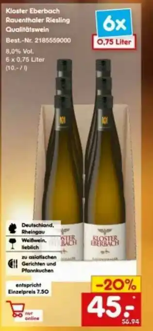 Netto Marken-Discount Kloster Eberbach Raventhaler Riesling Qualitätswein Angebot