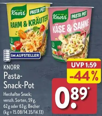 Aldi Nord KNORR Pasta Snack-Pot 59 g, 62 g oder 63 g Angebot