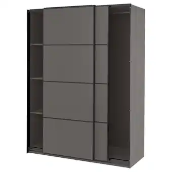 IKEA Pax / mehamn Kleiderschrank, dunkelgrau/doppelseitig dunkelgrau, 150x66x201 cm Angebot