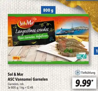 Lidl Sol & Mar ASC Vannamei Garnelen je 800 g Angebot