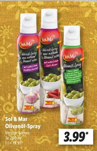 Lidl Sol & Mar Olivenöl-Spray Versch. Sorten. Je 200 ml Angebot