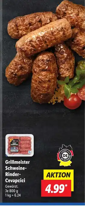 Lidl Grillmeister Schweine-Rinder-Cevapcici Gewürzt. Je 800 g Angebot