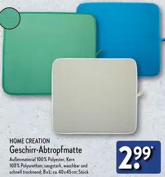 Aldi Nord HOME CREATION Geschirr-Abtropfmatte Angebot