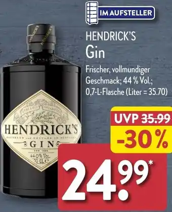 Aldi Nord HENDRICK'S Gin 0,7 L Flasche Angebot