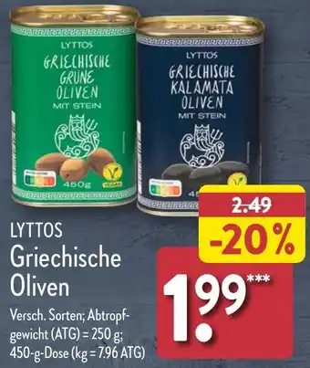 Aldi Nord LYTTOS Griechische Oliven 450 g Dose Angebot