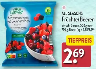 Aldi Nord ALL SEASONS Früchte/Beeren 500 g oder 750 g Angebot