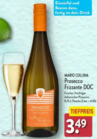 Aldi Nord MARIO COLLINA Prosecco Frizzante DOC 0,75 L Flasche Angebot