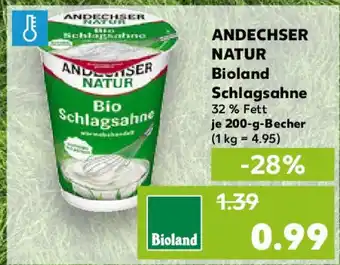 Kaufland ANDECHSER NATUR Bioland Schlagsahne 32% Fett je 200-g-Becher Angebot