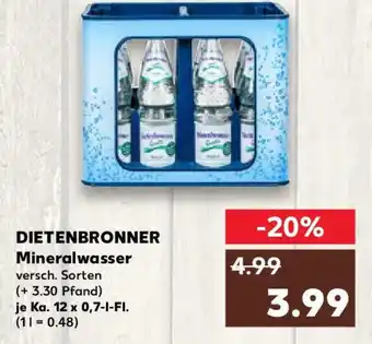 Kaufland DIETENBRONNER Mineralwasser 12*700ml Angebot