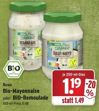 Wasgau Rewe Bio Mayonnaise oder Bio Remoulade 250ml Angebot