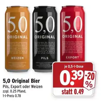 Wasgau 5,0 Original Bier 0,5L Angebot