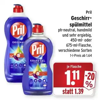 Wasgau Pril Geschirrspülmittel 450-675ml Angebot