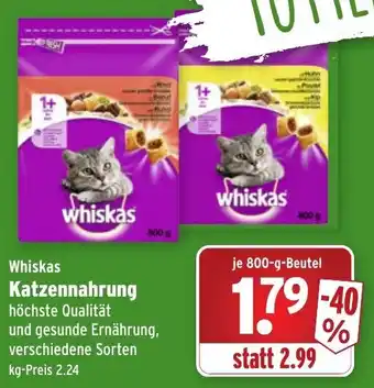 Wasgau Whiskas Katzennahrung 800g Beutel Angebot