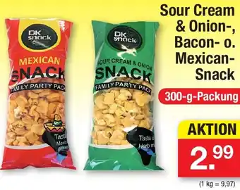 Zimmermann Sour Cream & Onion, Bacon o. Mexican Snack 300 g Packung Angebot